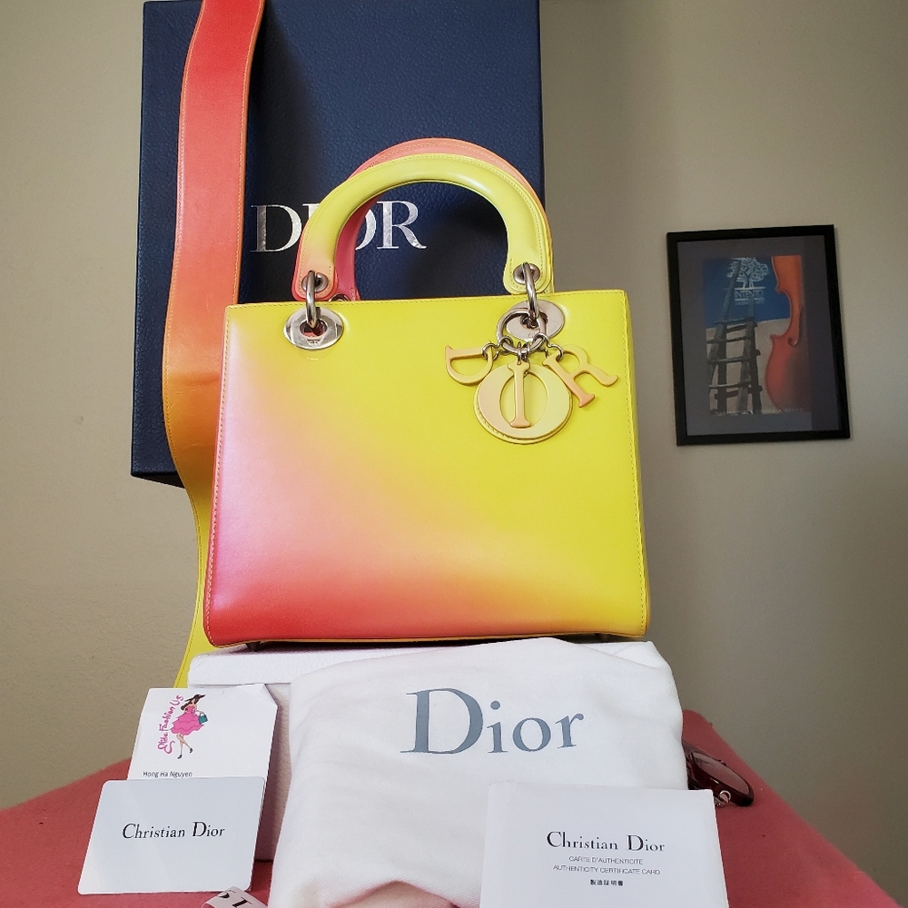 Lady Dior cruise  yellow orange Ombre med.ium bag